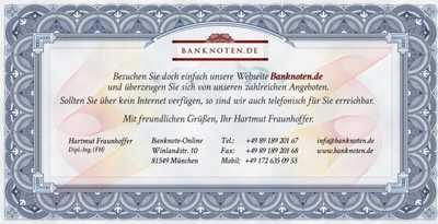 10 Euro gift voucher for www.banknoten.de