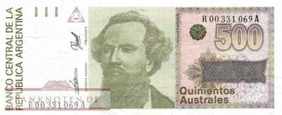 Argentinien - 500  Australes - Ersatzbanknote (#328bR_UNC)