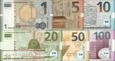 Azerbaijan: 1 - 100 Manat (6 banknotes)