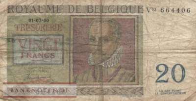 Belgien - 20  Francs (#132a_VG)