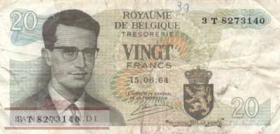 Belgien - 20  Francs (#138-U20_VG)