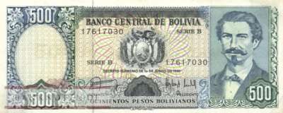 Bolivien - 500  Pesos Bolivianos (#166a-B_VF)