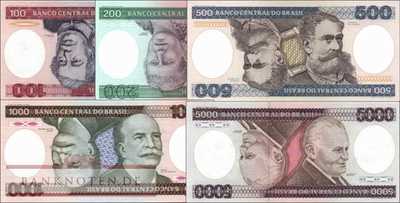 Brasilien: 100 - 5.000 Cruzeiros (5 Banknoten)