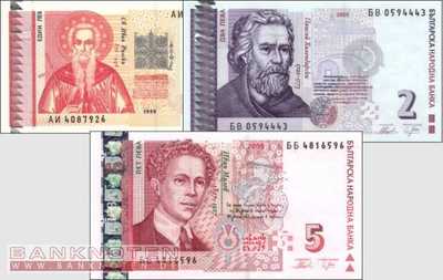 Bulgarien: 1 - 5 Leva (3 Banknoten)