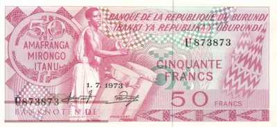 Burundi - 50  Francs (#022b_UNC)
