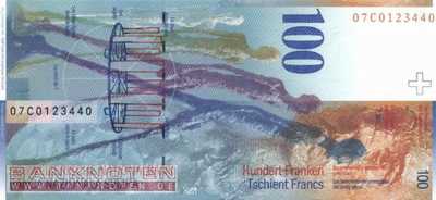 Schweiz - 100  Franken (#072h-U77_UNC)