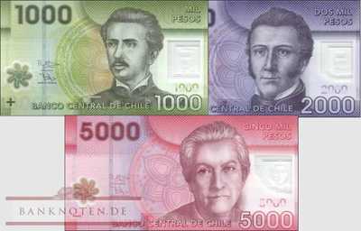 Chile:  1.000 - 5.000 Pesos (3 Banknoten)