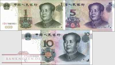 China: 1 - 10 Yüan (3 Banknoten)