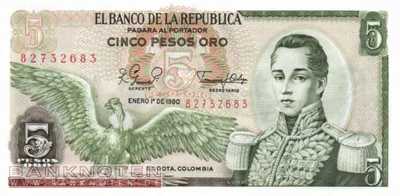 Kolumbien - 5  Pesos Oro (#406f-80_UNC)
