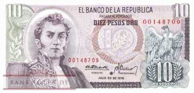 Kolumbien - 10  Pesos Oro - Ersatzbanknote (#407fR-76_UNC)