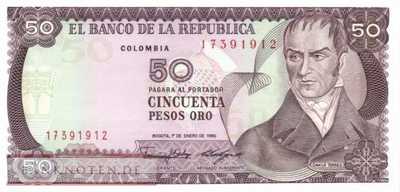 Kolumbien - 50  Pesos Oro (#425b_UNC)