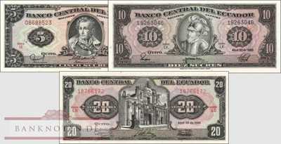 Ecuador: 5 - 20 Sucres (3 Banknoten)