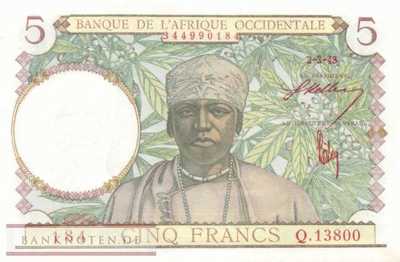 Französisch Westafrika - 5  Francs (#026_UNC)