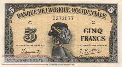 Französisch Westafrika - 5  Francs (#028a_AU)