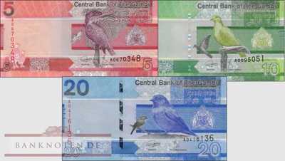 Gambia: 5 Dalasis - 20 Dalasis (3 Banknoten)