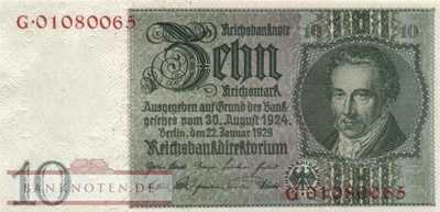 Deutschland - 10  Reichsmark (#0173c_UNC)
