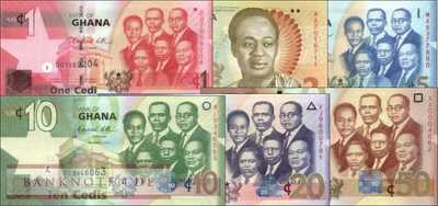Ghana: 1 - 50 Cedis (6 Banknoten)