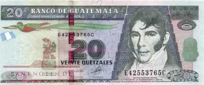 Guatemala - 20  Quetzales (#124b_UNC)