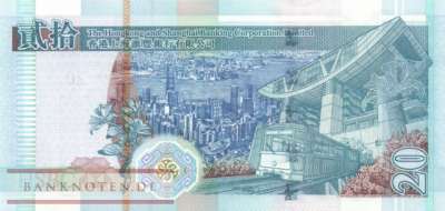 Hong Kong - 20  Dollars (#207d_UNC)