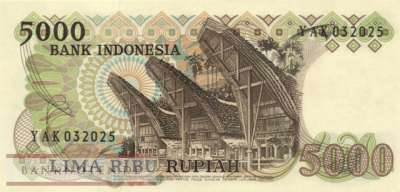 Indonesien - 5.000  Rupiah (#120a_UNC)