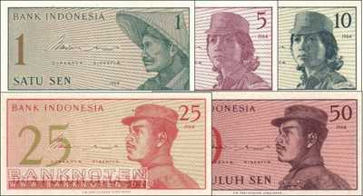 Indonesien: 1 - 50 Sen (5 Banknoten)