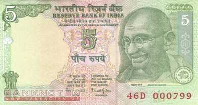 Indien - 5  Rupees (#088Ab_UNC)