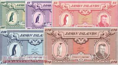 Jason Islands: 50 Pence - 20 Pounds (5 Banknoten)