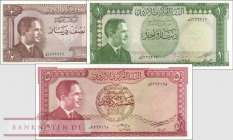 Jordanien: 1/2 - 5 Dinars (3 Banknoten)