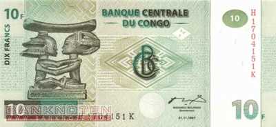 Kongo, Demokratische Republik - 10  Francs (#087B_UNC)
