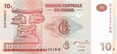 Kongo, Demokratische Republik - 10  Francs (#093_UNC)