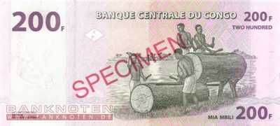 Kongo, Demokratische Republik - 200  Francs - SPECIMEN (#099aS_UNC)