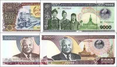 Laos: 500 - 5.000 Kip (4 Banknoten)