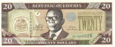 Liberia - 20 Dollars (#028f_UNC)