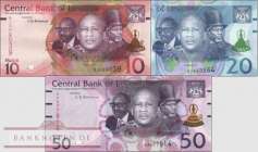 Lesotho: 10 - 50 Maloti (3 Banknoten)