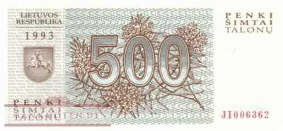 Litauen - 500  Talonu (#046_UNC)