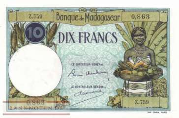 Madagaskar - 10  Francs (#036_AU)