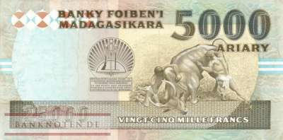 Madagaskar - 25.000  Francs (#074Aa_VF)