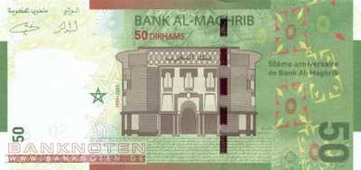 Marokko - 50  Dirhams - 50 Jahre Bank Al-Maghrib (#072_UNC)