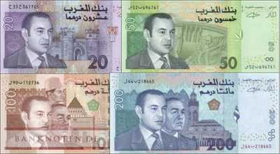 Marokko: 20 - 200 Dirhams 2002 (4 Banknoten)