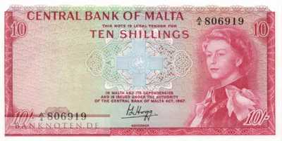 Malta - 10  Shillings (#028a_UNC)