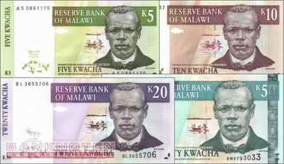 Malawi: 5 Kwacha - 50 Kwacha (4 Banknoten)