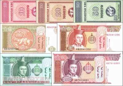 Mongolei: 10 Mongo - 20 Tugrik (7 Banknoten)
