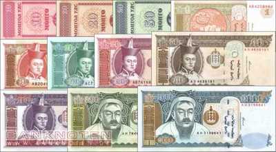Mongolei: 10 Mongo - 1.000 Tugrik (11 Banknoten)