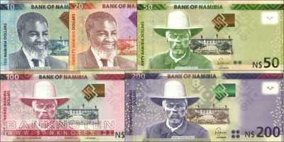 Namibia: 10 - 200 Dollars 2012 (5 Banknoten)