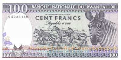 Ruanda - 100  Francs (#018_UNC)