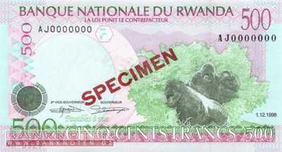 Ruanda - 500  Francs - SPECIMEN (#026S_UNC)