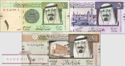 Saudi Arabien: 1 - 10 Riyals (3 Banknoten)