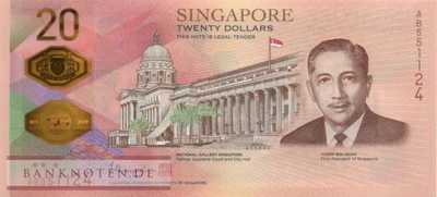 Singapur - 20  Dollars - Gedenkbanknote im Folder (#063F_UNC)