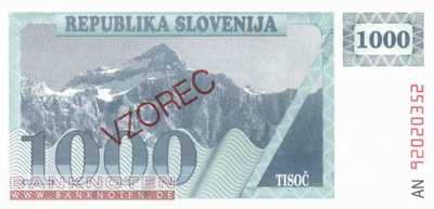 Slowenien - 1.000  Tolarjew - SPECIMEN (#009s1_UNC)