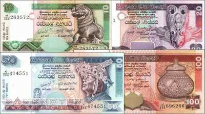 Sri Lanka: 10 - 100 Rupees (4 Banknoten)